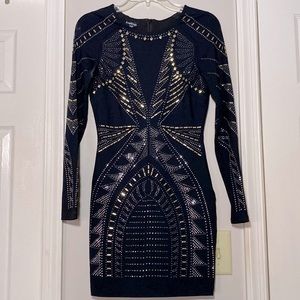bebe Embellished long sleeve minidress xs